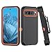 TASHHAR Phone Case for Google Pixel 9/9 Pro Case,Heavy Duty Hard Shockproof Armor Protector Case Cover with Belt Clip Holster for Google Pixel 9/9 Pro 2024 Phone Case (Black+Orange)