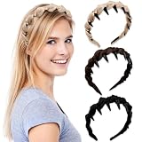 3 PCS Vintage High Cranium Headband, Elegant High Cranium Headband, High Cranium Headbands for Women, Satin Hairbands for Women, Elegant Hair Accessories for Wedding, Party, Black, Brown, Beige
