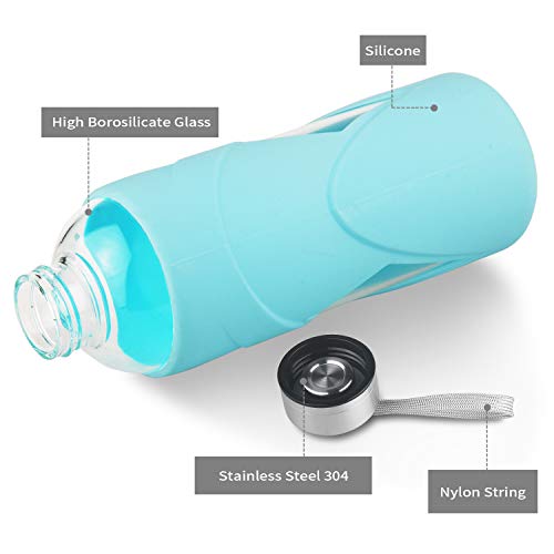 Gourde en verre 1000ml bouteille eau borosilicate sans BPA réutilisable - 5