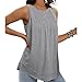 RODYETQQ Womens Tank Tops Summer Round Neck Sleeveless Cami Shirt Loose Fit Pleated Flowy Tunic Tops Curved Hem Fashion Clothes Plus Size Tank Top(A04 Greys,Medium)