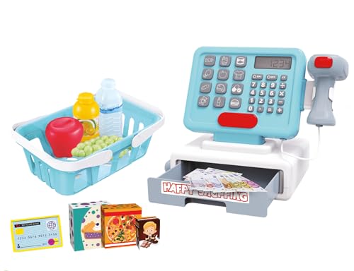 JugaToys - Caja registradora de Juguete con escáner, Cesta y Accesorios - con Luces y Sonidos Reales - Supermercado para niños y niñas a Partir de 3 años - Tienda Infantil de Juguete