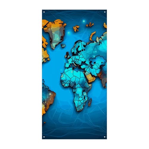 Bannière de porte carte du monde en toile de fond haut de gamme pour entrée et porche