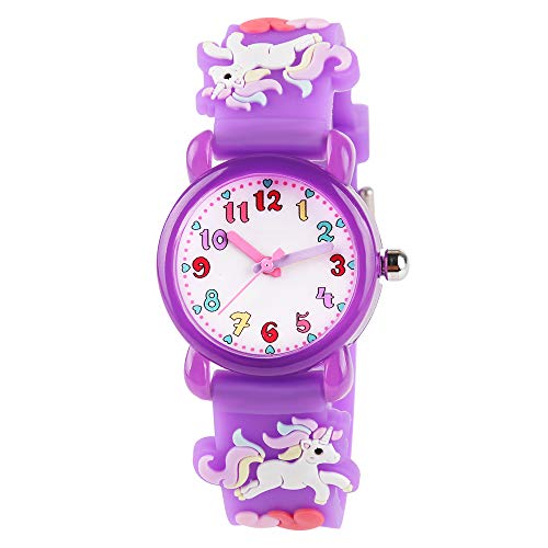 Kids Watch for Girls, 3D Purple Cute Unicorn Wrist Watch for Child Ages 3-8