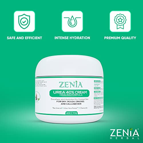 Zenia Urea Cream 40 Percent – 4Oz Premium Foot Cream For Dry Cracked Feet – Intense Moisturizing And Hydrating Foot Callus Remover Cream – Made In Usa - Soothing Foot Care Lotion For Feet, Elbows, Hands, Knees – With 40% Urea #TOP2