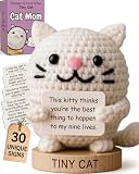Cat Lover Gifts for Women - Positive Crochet Animal with 30 Cute Signs | Cat Mom Gift for Women for Birthday | Funny Fur Mama Themed Decor Stuff Present Ideas for Cats Lady | Present Idea for Friends