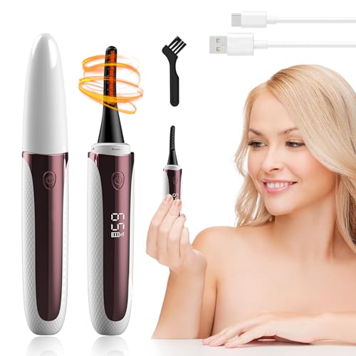 Wimpernzange Beheizbar Heated Eyelash Curler Heated Lash Curler Natürliche 24h-Krausung 8s Vorwärmung Doppelseitige Schutzkämme Tragbar mit Type-C Aufladung