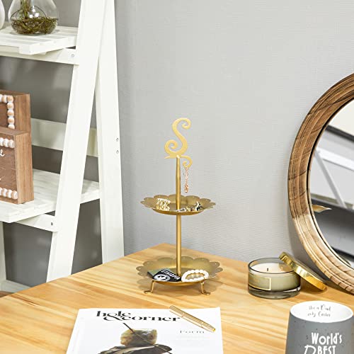 Collective Home - Monogram Metal Jewelry Tray, Two-Tiered Jewelry Storage, Jewelry Towers, Desk Organizer Space Saving Durable For Rings Earrings Necklaces Bracelet Watch Keys And Other Small Accessories (S) #TOP5