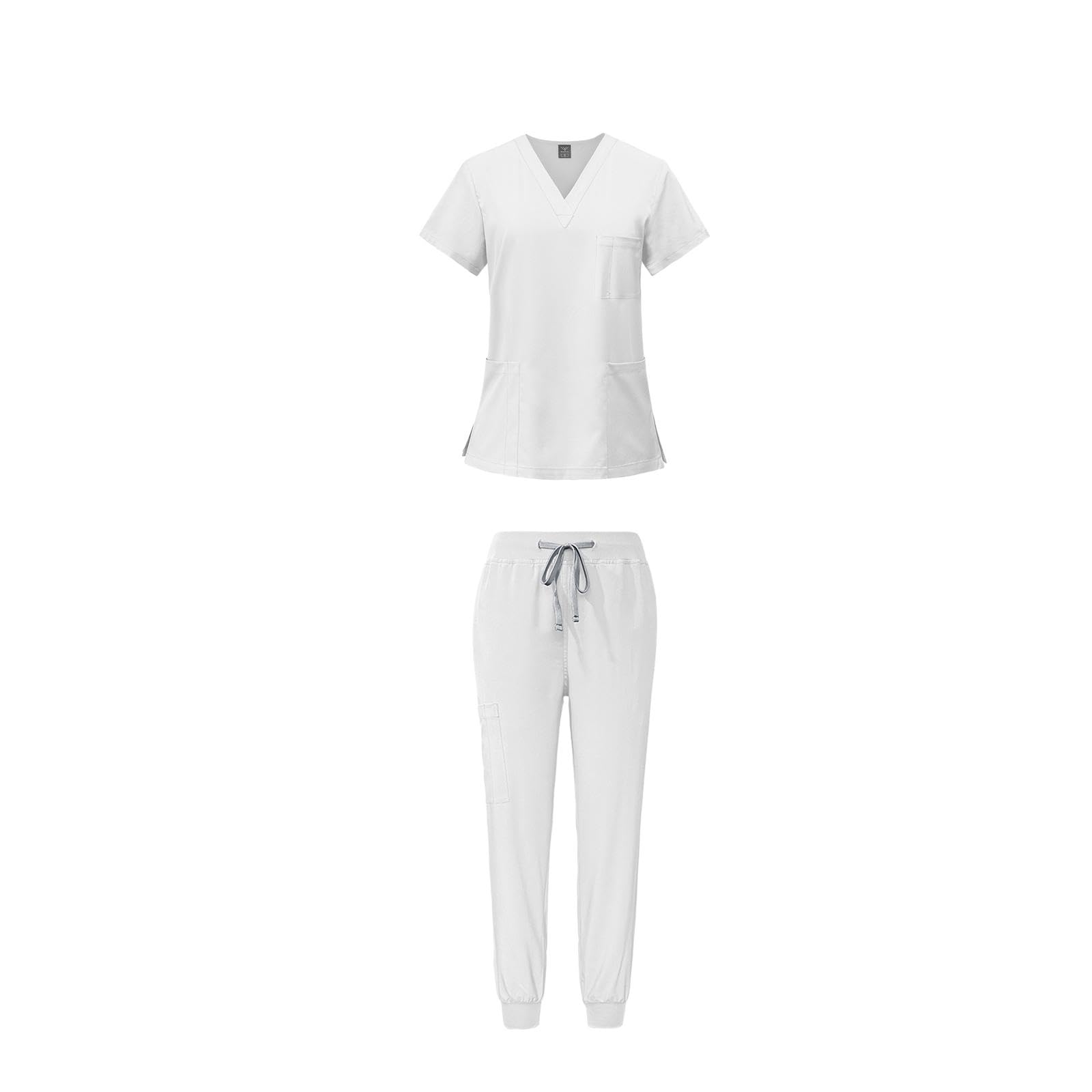 F Fityle Set di scrub da donna Uniformi infermieristiche Comodo abbigliamento da lavoro da medico Top morbido Pantaloni da jogging Costume da infermiera per, xl