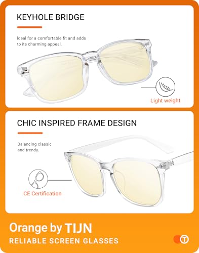 Image of TIJN Gaming Glasses Blue Light Blocking Glasses for Women Men Nerd Eyeglasses Screen Fatigue Anti UV Glare (Transparent(Gaming Glasses))