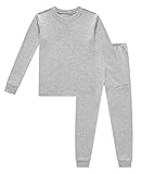 Boys Girls Kids Pajamas Solid Colors 2 Piece Pajama Set 100% Cotton Grey Size 8