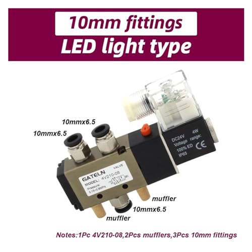 Électrovanne 4V210-08 à commutation rapide 220V 5/2 voies avec raccords étanches de 10mm - 3