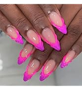 3D French Tips Press on Nails French Tips Stick on Nails French Acrylic Fake Nails 24 Pcs Medium ...