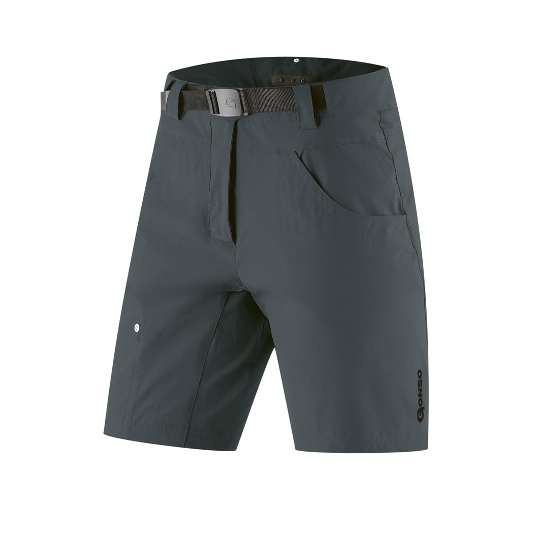 Gonso Mira, Kurze Damen Fahrradhose, 2in1 Bikeshorts mit Stretcheinsatz über dem Gesäß, Einknöpfbare Radunterhose mit Relax Gel Comfort Sitzpolster, Weite Passform, PFC-Frei