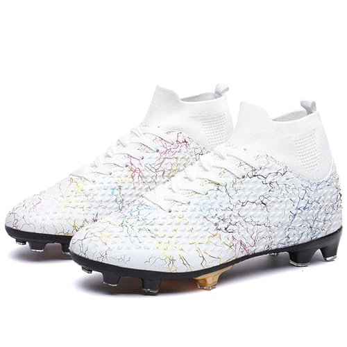 Image of Men's Soccer Shoes High-Top Soccer Cleats Outdoor Breathable Athletic Professional Spikes Youth Boys Football Shoes Unisex