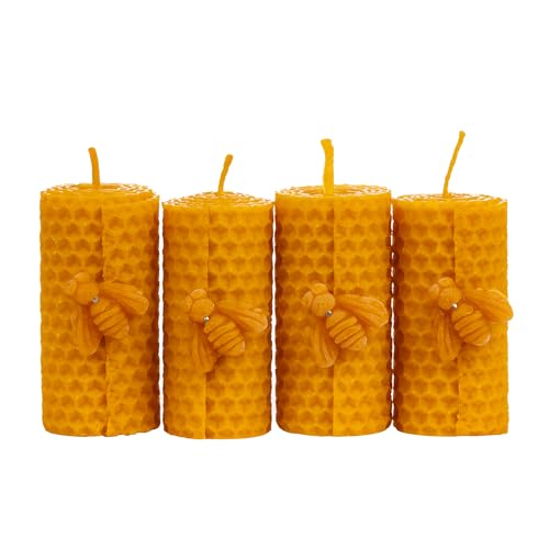 KERC - Velas de Miel - 10 Estilos, (4) Enrollada 7x3cm. 100% Ecológicas y Artesanales. 16h Aprox. de Luz para Purificar Espacios, Hacer Ritual, Decorar y Obsequiar - Velas Decorativas, con AROMA.