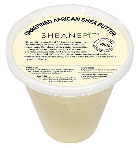 Raw Unrefined African Shea Butter - 8oz, 16oz, 32oz Containers by Sheanefit (Ivory, 30oz)