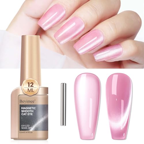 Cat Eye Gel Nail Polish, Moonlight Glitter Holographic Cateye Nai...