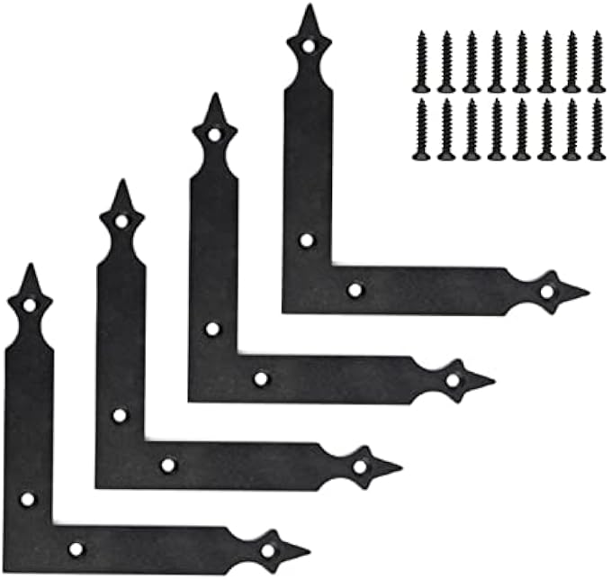 4Pcs Sliding Door Barn Door Slab Decorative Corner Bracket Black L Shape Corner Bracket for Garage Door Gates Shutters Furniture (“L” Shape 125MM)