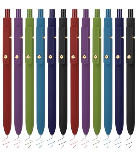 FIOVER Colored Pens, 12 Pack Colorful Gel Pens, Quick-Dry 0.7mm Medium Point for Journaling, Note Taking, Doodling, Aesthetic Office School Supplies, Gifts for Women Men(12PCS Vintage Colorful)