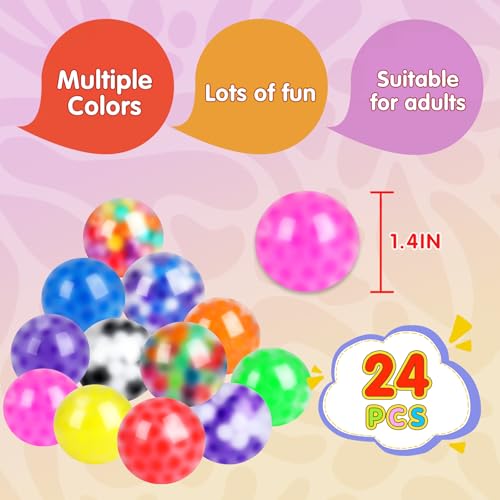 24 Pack Stress Balls, Squishy Ball, Squeeze Balls for Adults, Anti-Anxiety and Fidget Balls to Relax, Party Favors, Birthday Gifts, Goodie Bag Stuffers - Image 3