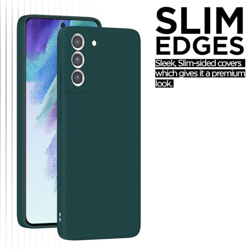 Image of Outlouders Back Cover for Samsung Galaxy S21 FE 5G | Camera Protection | Durable Soft Matte Silicone Bumper Case (Green)