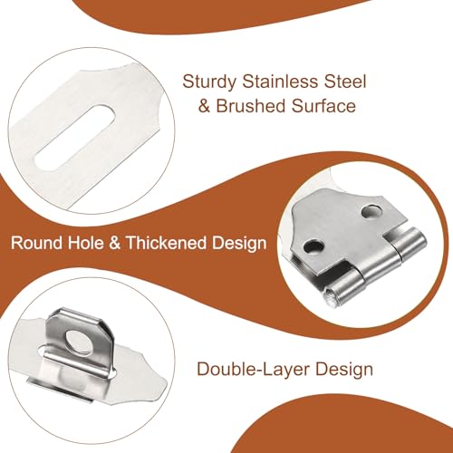 Image of PATIKIL Door Lock Hasp Latch 2.2 Inch, 6 Pcs Stainless Steel Safety Hasp Lock Clasp Hinge Packlock with Screws for Door Gate Cabinet Closets, Silver