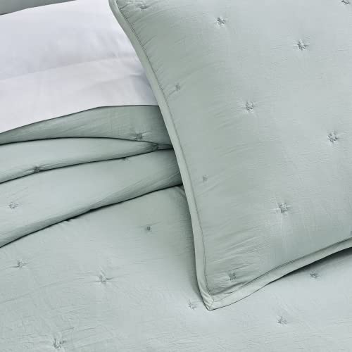 Bourina Reversible Bedspread Coverlet Set - Pre-Washed Microfiber Ultra Soft Lightweight Star Quilted 3-Piece Quilt Set King, Aqua #TOP2
