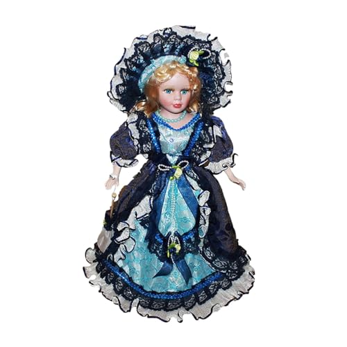 Perfeclan Miniatur-Puppe aus Porzellan, Menschen, Frau, Keramik, schöne 40 cm große Puppenhaus-Dame mit Kleid als Geschenk, Ornament, Puppenhaus-Dekoration, Dunkelblau Perfeclan Miniatur-Puppe aus Porzellan, Menschen, Frau, Keramik, schöne 40 cm große Puppenhaus-Dame mit Kleid als Geschenk, Ornament, Puppenhaus-Dekoration, Dunkelblau