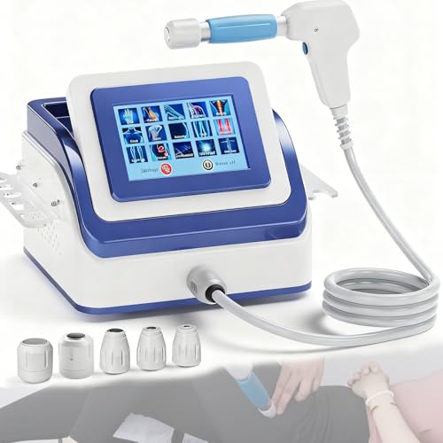 Máquina de Terapia por Ondas de Choque para Alivio de Dolor Articular y Muscular - Cabezas de Trabajo Enfocadas y Radiales para Regeneración Efectiva de Tejidos, 0.5-8 Bar, Diseño Portátil, Azul miniatura 1