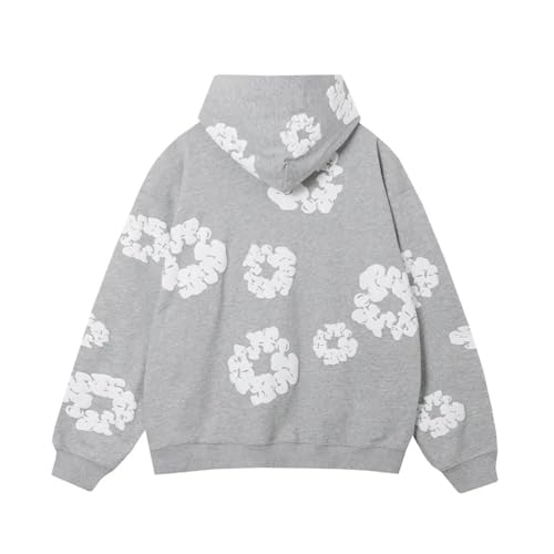 PLAYPUNK Men Flower Puff Print Hoodie Oversized Graphic