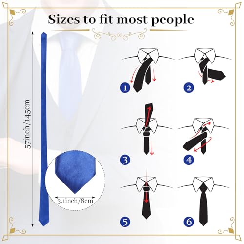Image of Syhood 6 /12 /24 Pcs Men Ties Set Solid Satin Pure Color Business Formal Necktie Tie 57 inch for Men Occasion Wedding
