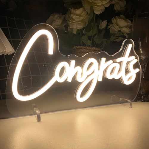 Image of Congrats Table Number Neon Sign Desk Lamp Night Light Wedding Letter LED Neon Sign Wedding Table Decorations Neon Light Shop Bedroom Home Room Decor Christmas Party Warm White USB 30x16.5 CM