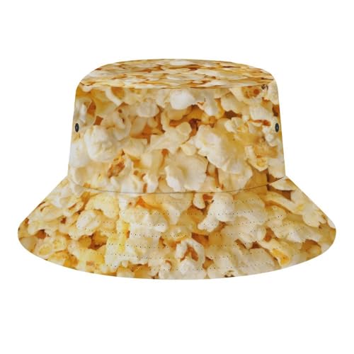 Food Popcorn Bucket Hats Unisex Washed Cotton Lightweight Outdoor Summer Beach Sun Hats Men Women Bucket Hat for Travel