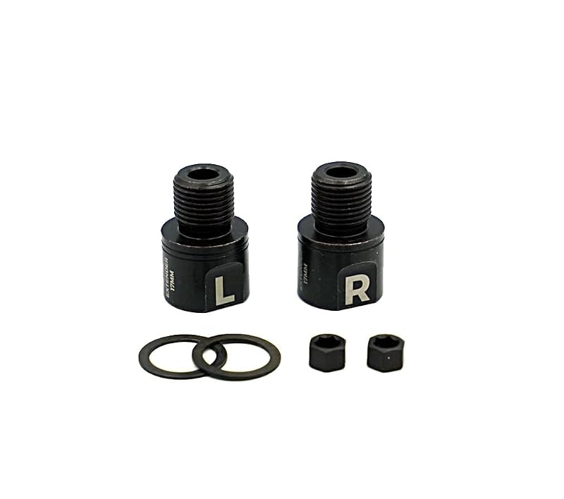 Extensor de Pedal CRODER SPE-1 de 17 mm em Aço Inoxidável para Shimano e Rosca 9/16 pol., Road, Gravel e MTB, Preto, Kit com 2 Peças