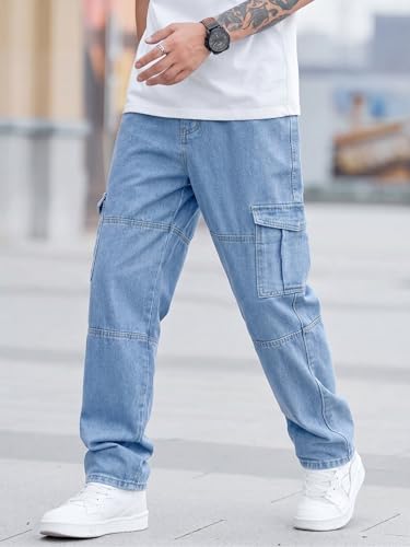 Image of Men Loose Fit Men's Flip Pocket Cargo || Mens Stylish Cotton Loose Fit Denim Jeans || Multi-Pocket Styling || Perfect for Casual Fashion || Comfortable Classic Men's Outerwear (MDJ-3)
