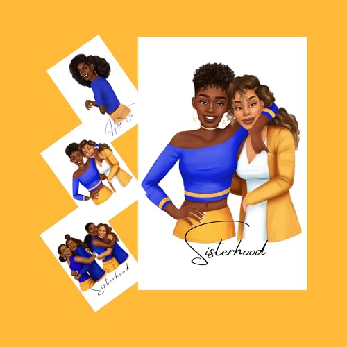 Image of Sisterhood Tote Bag, Journal and Stationery Gift Set, 6x9 inch Lined Journal, 3 Greeting Cards, Embroidered Canvas Tote, Gift Pack for Friends and Sisters (Blue+Gold)