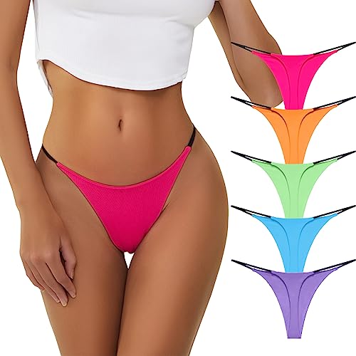 chahoo G String Thongs for Women Sexy Underwear Low Rise G-String Panties 5 Pack T Back String Underpants Tanga Gifts