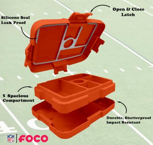 FOCO NFL Unisex-Adult Officially Licensed Team Color Stripe Primary Logo Football Leak Proof 5 Compartment Bento Lunch Box - Denver Broncos by FOCO - Image 6