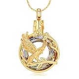 Collar con urna de cremación con forma de águila para cenizas, colgante conmemorativo circular de cristal, recuerdo de la eternidad de una mascota humana para mujeres y hombres, dorado y rosa.