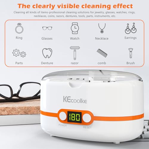 KECOOLKE Limpador ultrassônico de joias, limpador sônico de 600 ml com temporizador digital para ócu