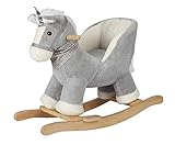 Robuste Struktur und sicheres Material: Dieses Schaukelpferd besteht aus sehr weichem Stoff und 3 Seitensitzen. Mit Massivholzschienen, starker Metallstruktur und weicher Polyesterfüllung. Es ist sicher für Babys, darin zu sitzen. Alle Materialien entsprechen streng den Sicherheitsstandards für Spielzeug ASTM F963 in den USA und EN71 / CE in Europa.