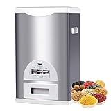 Müslibehälter und Reisspender aus Edelstahl, automatische Dosierung für trockene Lebensmittel, für Küche, Speisekammer, 15 kg Kapazität, modernes graues Design