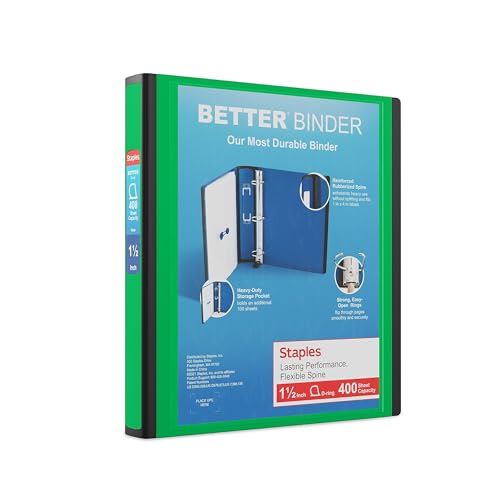 Staples 1 1/2-inch 3-Ring Better Binder, Green, 3/Pack (ST55861-CCVS)