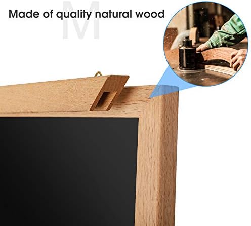 Magnetic Chalkboard Blackboard for Wall 60cm x 45cm with Natural Real Wood Frame, Come with 8 Chalk Markers, 1 Magnetic Eraser, 7 Chalks, 2 Magnet Pins, Great for Kids, Restaurant, Home