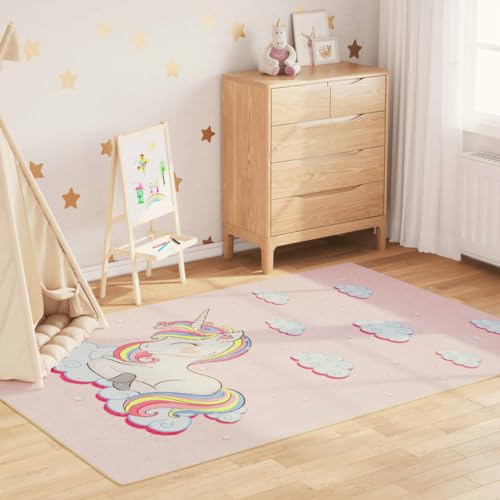 Genérico Alfombra niños Lavable Antideslizante Unicornio Rosa 160x230 cm,Alfombras-136622