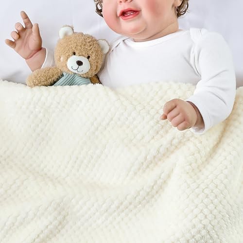 Image of CREVENT 3-in-1 Baby Lovey Blanket with Teether & Rattle | Plush Chewable Animal Head Security Blanket, Birthday Gift - Blue Bear