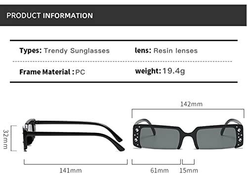 XINXIN Small Frame Diamond-Studded Women's Sunglasses, Beach Glasses for Outdoor Vacation Street Shooting (Color : A, Size : Medium)4