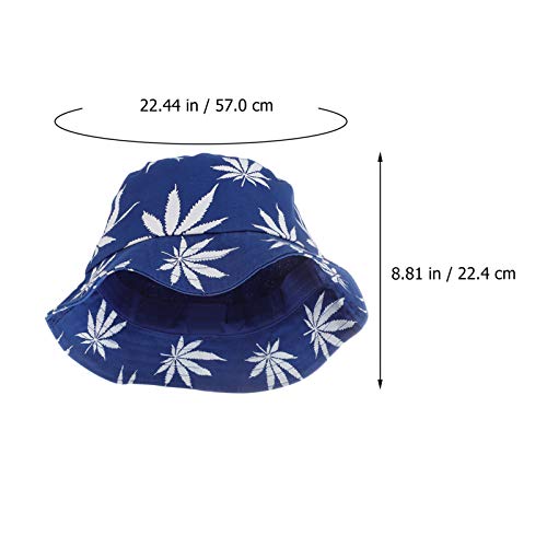 SOIMISS Unisex Chapéu de Balde Pescador Maple Leaves Impressão Chapéus de Verão Compactáveis Azuis