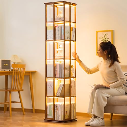 Estantería giratoria para niños y salones con estantes de acrílico transparente 3