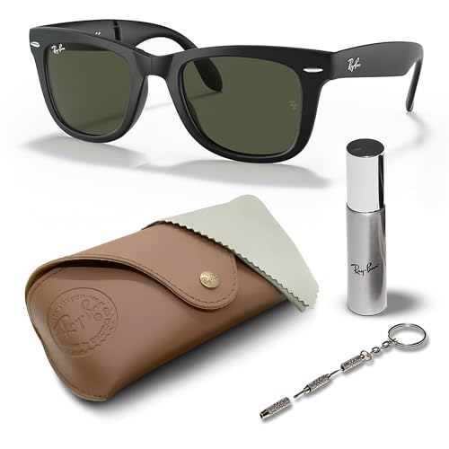 Image of Ray-Ban RB4105 WAYFARER FOLDING CLASSIC Square Shape Sunglasses for Men with Official Eyewear Kit